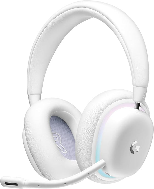 Logitech G735 Wireless Gaming Headset, Customisable LIGHTSYNC RGB Lighting, LIGHTSPEED, Bluetooth, 3.5 MM Aux Compatible with PC, Mobile Devices, Detachable Microphone - White Mist