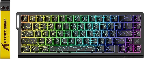 ATTACK SHARK X68 HE 8KHZ Rapid Trigger Keyboard Magnetic Switch,0.01 mm RT Accuracy,Wired RGB 60% Gaming Keyboard TKL with Adjustable Actuation,Snap Tap,Coiled Cable,for PC/Mac(Black)
