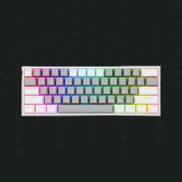 Redragon K617 Fizz 60% Wired RGB Gaming Keyboard - Red Switches - English & Arabic Keys - Grey White